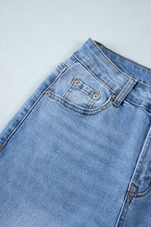 Raw Hem High Waist Straight Leg Loose Jeans